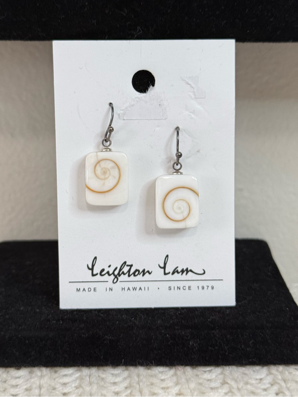 Leighton Lam White Shell Spiral Drop Earrings